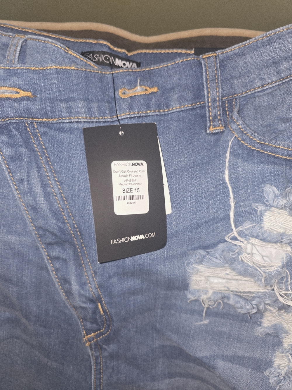 Fashion Nova Light Blue Distressed Boyfriend Jeans